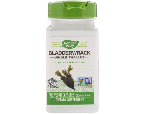 Ламінарія, йод, Bladderwrack, Nature's Way, 580 мг, 100 веганських капсул