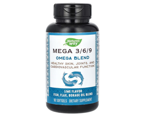 Суміш омега 3 6 9, Omega Blend, Nature's Way, лайм, 90 капсул