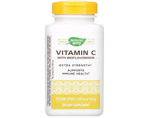 Вітамін С (аскорбінова кислота), Vitamin C-1000, Nature's Way, з биофлавоноїдами, 250 веганських капсул