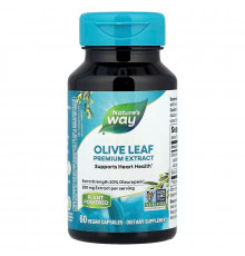 Екстракт листя оливи, преміум, (20% олеуропеїну), Olive Leaf, Nature's Way, 250 мг, 60 веганських капсул
