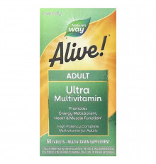 Мультивітаміни Alive!, прийом один раз на день, Alive!® Adult Ultra Multivitamin, Nature's Way, 60 таблеток
