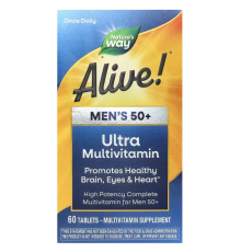 Вітаміни для чоловіків 50+, Alive! Men's 50+ Ultra Potency, Nature's Way, 60 таблеток