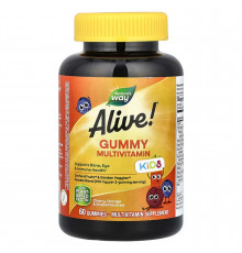 Мультивітаміни для дітей, Multi-Vitamin for Children, Nature's Way, Alive!, вишня, апельсин та виноград, 60 жувальних цукерок