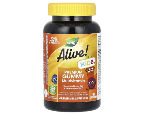 Мультивітаміни для дітей, вишня, виноград і апельсин, Alive! Multi-Vitamin, Nature's Way, 90 жувальних цукерок