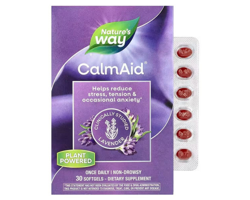 Заспокійливе з лавандою, CalmAid, Clinically Studied Lavender, Nature's Way, 30 гелевих капсул