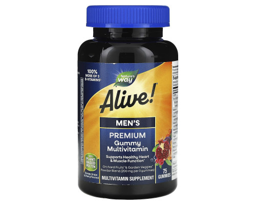 Вітаміни для чоловіків, Alive! Men's Gummy Vitamins, Nature's Way, 75 жувальних таблеток