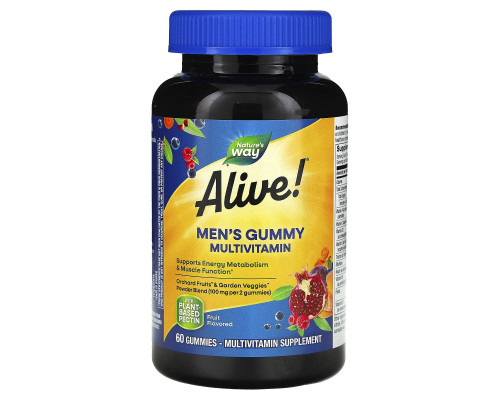 Вітаміни для чоловіків, Men's Gummy Vitamins, Nature's Way, Alive! фрукти, 60 жувальних цукерок