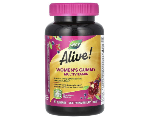 Мультивітаміни для жінок, Alive! Women's Gummy Vitamins, Nature's Way, ягідний мікс, 60 жувальних цукерок