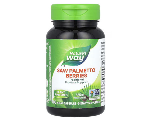 Со Пальметто, Saw Palmetto, Nature's Way, ягоди, 585 мг, 100 вегетаріанських капсул
