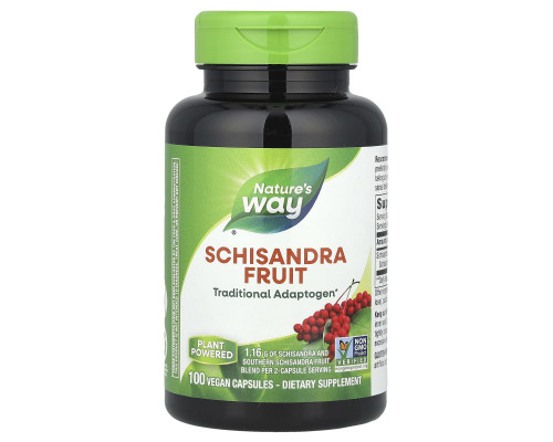 Лимонник китайський, Schizandra, Nature's Way, плоди, 100 веганських капсул (0,58 г на капсулу)