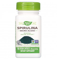 Спіруліна, Spirulina, Nature's Way, мікроводорості, 760 мг, 100 веганських капсул