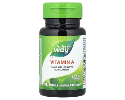 Вітамін A, Vitamin A, Nature's Way, 3000 мкг, 100 гелевих капсул