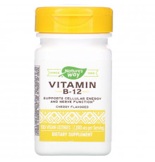 Витамин В12, Vitamin B-12, Nature's Way, вкус вишни, 2000 мкг, 100 леденцов