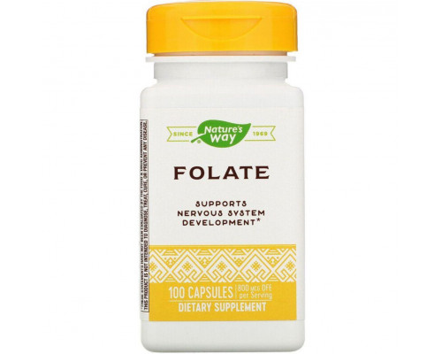 Фолієва кислота, Folate, Nature's Way, 800 мкг, 100 капсул