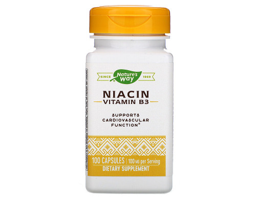 Вітамін В3, Niacin, Nature's Way, 100 мг, 100 капсул