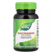 Вітамін В3, Niacinamide, Nature's Way, 500 мг, не викликає почервоніння, 100 веганських капсул