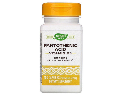 Пантотенова кислота, Pantothenic Acid, Nature's Way, 500 мг, 100 капсул