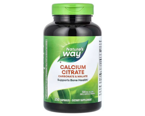 Цитрат кальцію, Calcium Citrate, Nature's Way, 500 мг, 250 капсул (250 мг на капсулу)