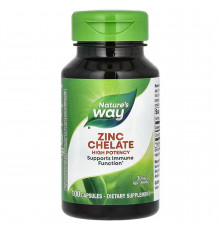 Хелат цинку, Zinc Chelate, Nature's Way, 30 мг, 100 капсул