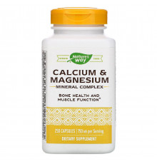 Кальцій та магній, Calcium & Magnesium, Nature's Way, мінеральний комплекс, 750 мг, 250 капсул (250 мг у капсулі)
