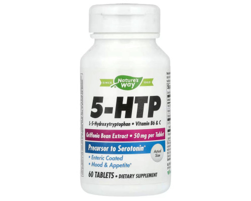 L-5-гідрокситриптофан, 5-HTP, Nature's Way, 50 мг, 60 вегетаріанських таблеток