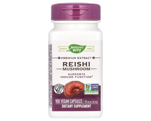 Гриб рейші лікувальний, Reishi, Nature's Way, стандартизований, 376 мг, 100 капсул