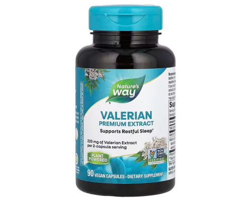 Валеріана, Valerian, Nature's Way, преміум екстракт, 220 мг, 90 веганських капсул (110 мг у капсулі)