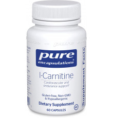 L-карнитин, l-Carnitine, Pure Encapsulations, для сердечно-сосудистой системы и поддержки выносливости, 60 капсул