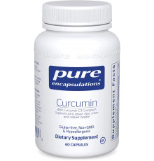 Куркумін, Curcumin, Pure Encapsulations, для підтримки здоров'я суглобів, тканин, печінки, товстої кишки, мозку та клітин, 60 капсул