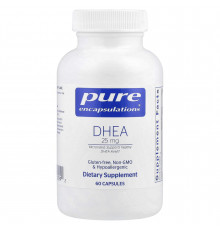ДГЕА, DHEA, Pure Encapsulations, підтримка імунітету, спалювання жиру, гормонального балансу та емоційного благополуччя, 25 мг, 60 капсул