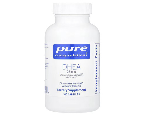 ДГЕА, DHEA, Pure Encapsulations, підтримка імунітету, спалювання жиру, гормонального балансу та емоційного благополуччя, 25 мг, 180 капсул