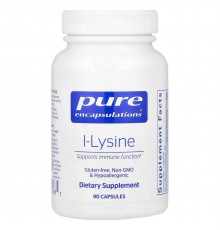L-лизин HCl, l-Lysine, Pure Encapsulations, поддержка иммунитета, здоровья десен и губ, 500 мг, 90 капсул