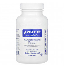 Магній (цитрат), Magnesium (citrate), Pure Encapsulations, для сну, здоров'я серця, м'язів та обміну речовин, 150 мг, 90 капсул