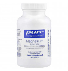 Магній гліцинат, Magnesium (glycinate), Pure Encapsulations, для зняття стресу, сну, здоров'я серця, нервів, м'язів та метаболізму, 120 мг, 90 капсул