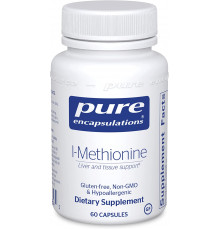 L-метионин, l-Methionine, Pure Encapsulations, поддержка суставов, печени и поджелудочной железы, антиоксидантов и нервной системы, 60 капсул
