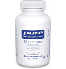 Магній цитрат/малат, Magnesium (citrate/malate), Pure Encapsulations, для підтримки засвоєння поживних речовин, кісток та здоров'я серця, 90 капсул