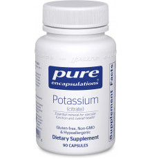 Калій (цитрат), Potassium (citrate), Pure Encapsulations, для підтримки функцій нервів та м'язів, надниркових залоз, гормонів, здоров'я серця та енергії, 90 капсул