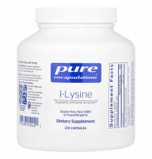 L-лизин HCl, l-Lysine, Pure Encapsulations, поддержка иммунитета, здоровья десен и губ, 500 мг, 270 капсул