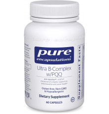 B-комплекс плюс, Ultra B-Complex with PQQ, Pure Encapsulations, для поддержки здоровья нервов, клеток, метилирования и митохондрий, 60 капсул