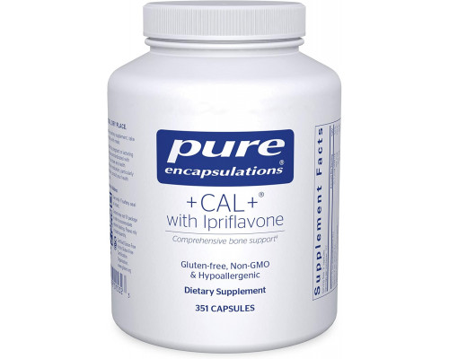 Вітаміни при остеопорозі +CAL+ Ipriflavone, Pure Encapsulations, мінеральна, вітамінна та трав'яна добавка для підвищення сили скелета, 351 капсула