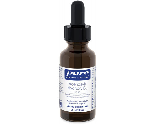 Вітамін B12, Adenosyl/Hydroxy B12, Pure Encapsulations, у формі аденозилкобаламіну та гідроксикобаламіну, 30 мл