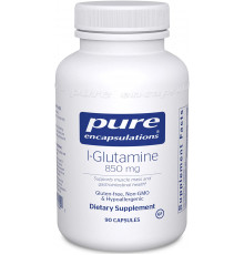 L-глутамин, L-Glutamine, Pure Encapsulations, 850 мг, 90 капсул
