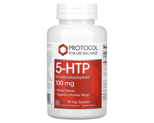 5-HTP (5-Гідрокситриптофан), 5-HTP, Protocol for Life Balance, 100 мг, 90 рослинних капсул