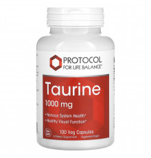 Таурін, Taurine, Protocol for Life Balance, 1000 мг, 100 веганських капсул