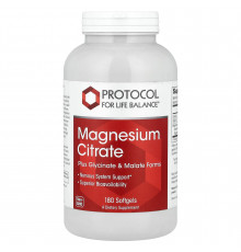 Магній цитрат, Magnesium Citrate, Protocol for Life Balance, 180 гелевих капсул (133 мг на капсулу)
