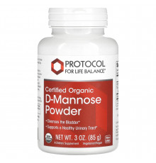 D-манноза, D-Mannose, Protocol for Life Balance, сертифицированный органический порошок, 85 г