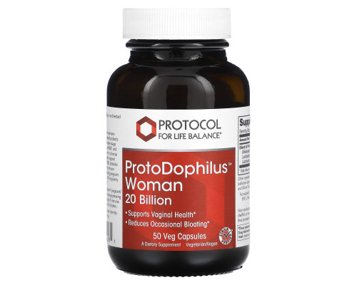 Пробіотики для жінок, ProtoDophilus Woman, Protocol for Life Balance, 20 млрд КУО, 50 веганських капсул