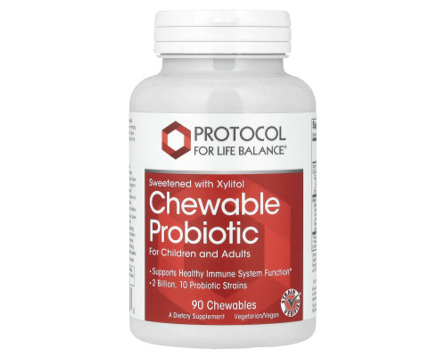 Жувальні пробіотики, Chewable Probiotic, Protocol for Life Balance, для дітей та дорослих, 2 млрд, 90 жувальних таблеток