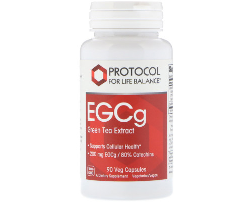 Екстракт зеленого чаю, EGCg Green Tea, Protocol for Life Balance, 200 мг, 90 вегетаріанських капсул