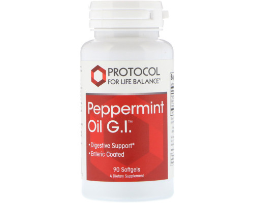 Олія м'яти перцевої, Peppermint Oil GI, Protocol for Life Balance, 90 гелевих капсул